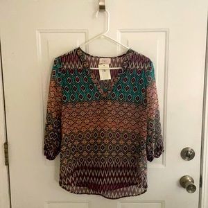 Everly Sheer Patterned Blouse